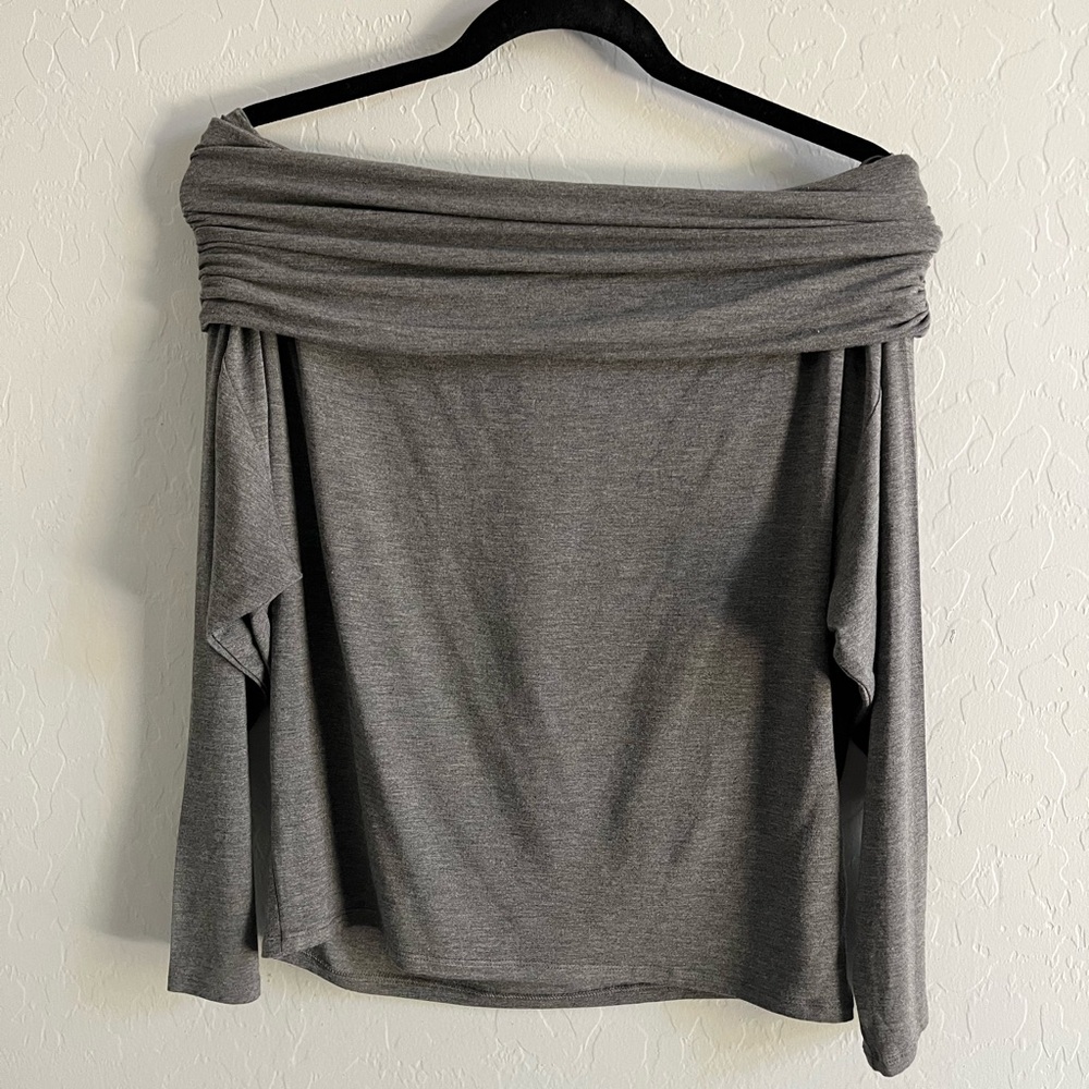 Express XS Grey Stretch Off the Shoulder Top